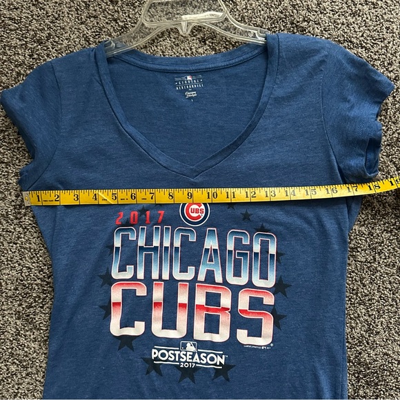 Chicago Cubs Women's Blue V-Neck T-Shirt - 2017 Postseason - Picture 5 of 10